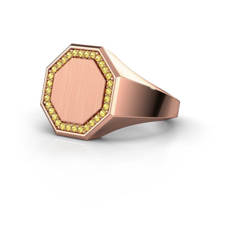 Image of Men's ring floris octa 3<br/>585 rose gold<br/>Yellow sapphire 1.2 mm