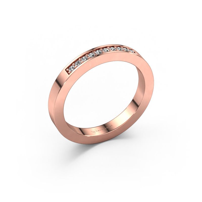 Stackable ring Loes 3 585 rose gold zirconia 1.3 mm