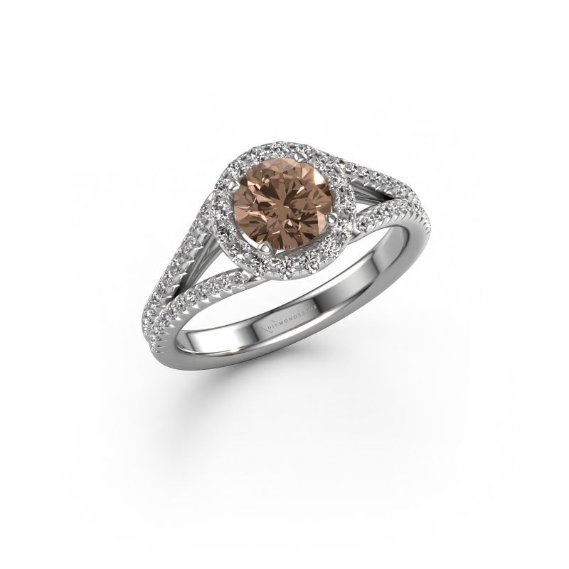 Bague de fiançailles Verla rnd 2 585 or blanc diamant brun 1.42 crt