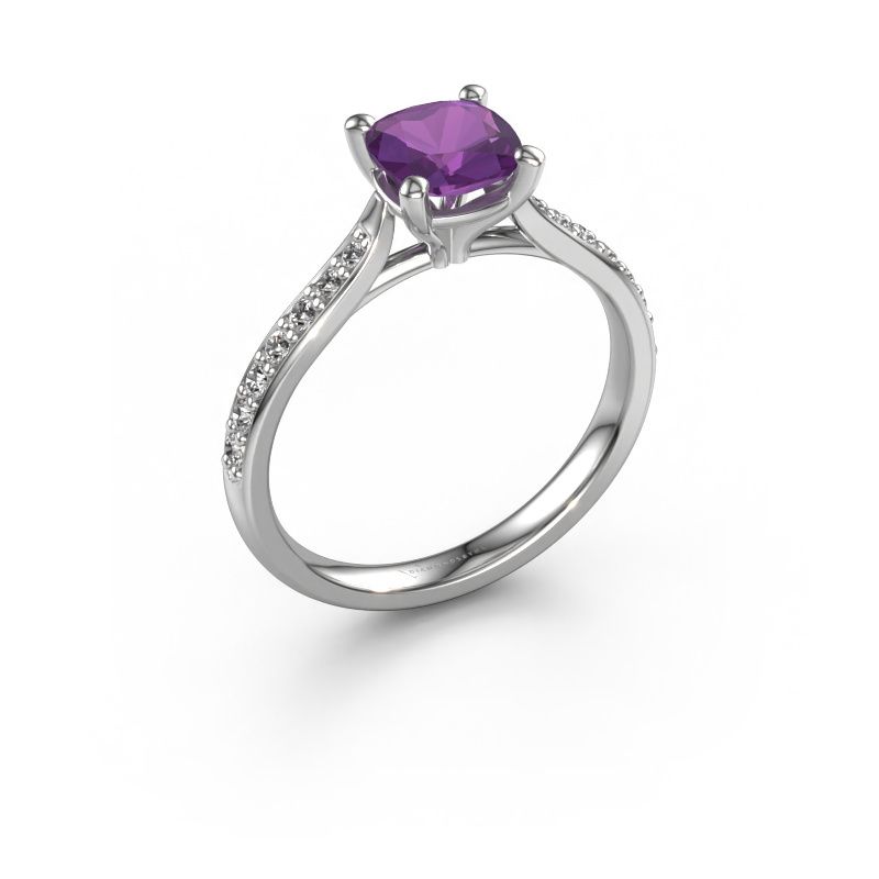Verlovingsring Mignon CUS 2 585 witgoud amethist 6 mm