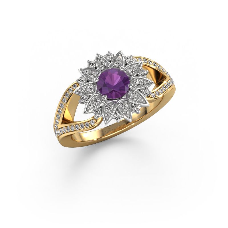 Ring Chasidy 2 585 goud amethist 5 mm