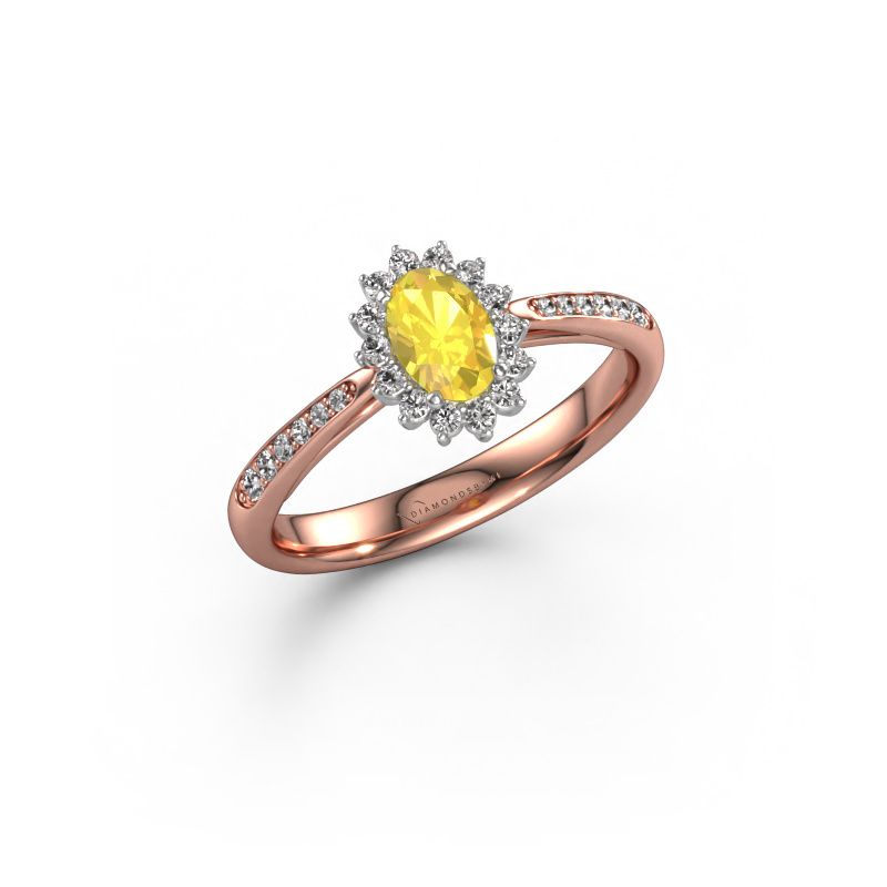 Verlobungsring Tilly ovl 2 585 Roségold Gelb Saphir 7x5 mm