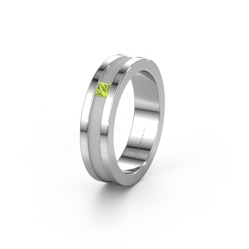 Trouwring WH2001L 585 witgoud peridoot ±5x2 mm