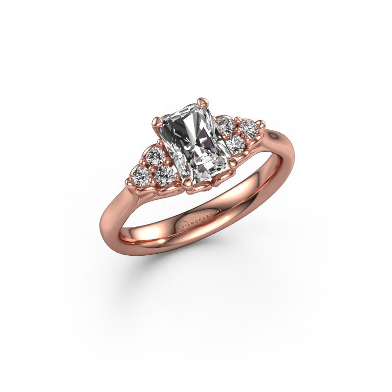 Engagement ring Myrna RAD 585 rose gold custom diamond 7x5 mm