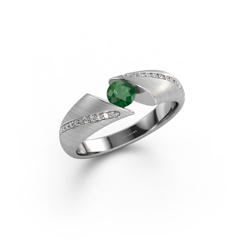 Engagement ring Hojalien 2 585 white gold emerald 4.2 mm