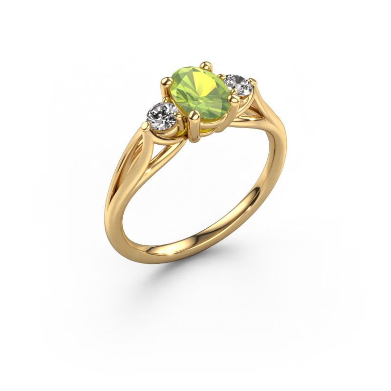 Engagement ring Amie OVL 585 gold peridot 7x5 mm