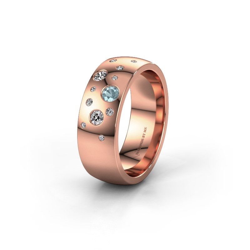 Afbeelding van Trouwring WH0141L26BP 585 rosé goud aquamarijn ±7x2 mm