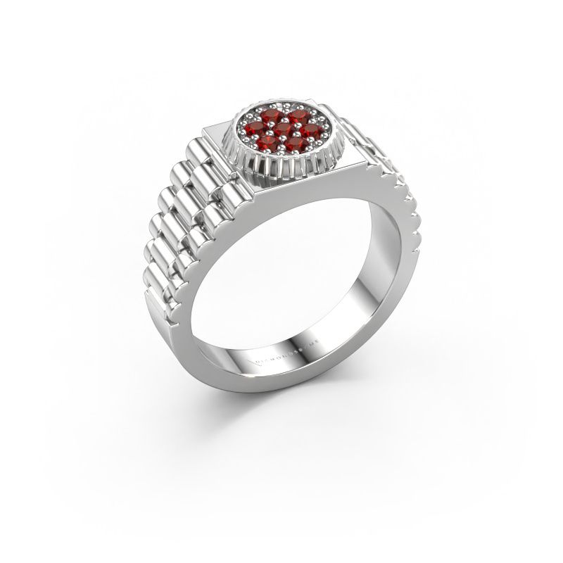 Men's ring Nout 585 white gold garnet 2 mm