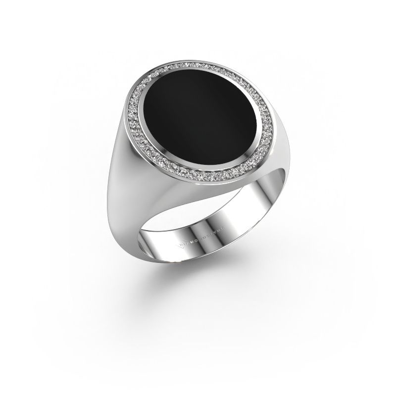 Zegelring Adam 4 585 witgoud onyx 15x12 mm