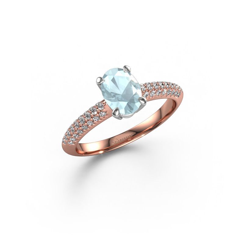 Engagement ring Morane OVL 585 rose gold aquamarine 7,5x5,5 mm