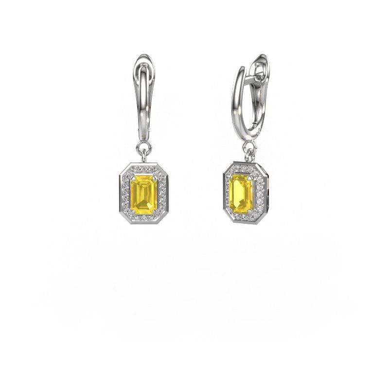 Pendants d'oreilles Dodie 1 950 platine saphir jaune 6x4 mm