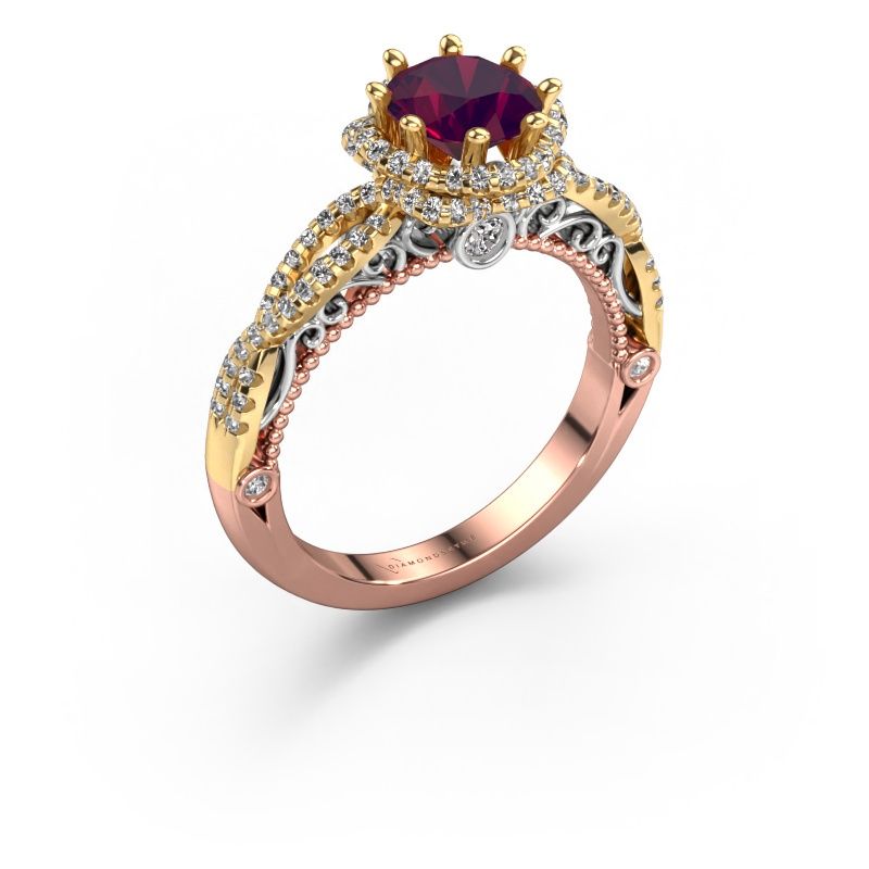 Engagement ring Lysanne 585 rose gold rhodolite 6.5 mm