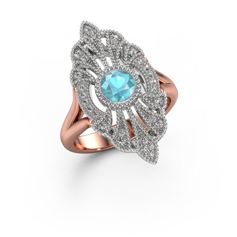 Engagement ring Hanna 585 rose gold blue topaz 5 mm