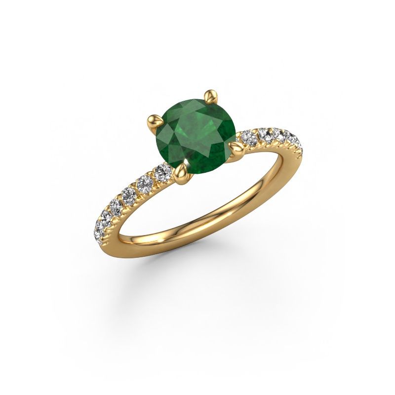 Verlobungsring Crystal RND 2 585 Gold Smaragd 7 mm