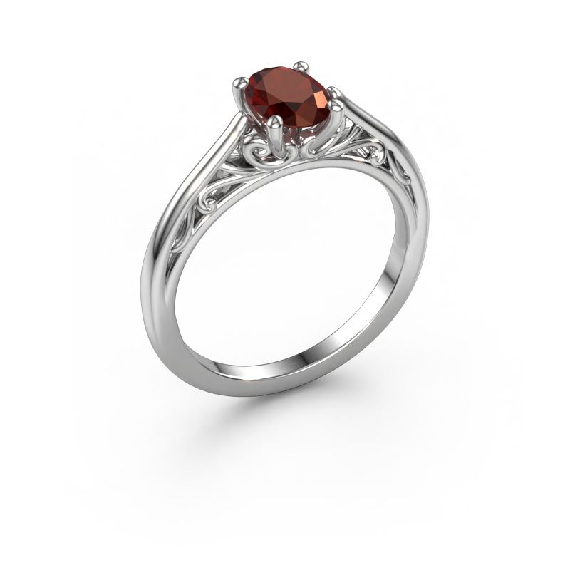 Bague de fiançailles Shannon ovl 950 platine grenat 7x5 mm