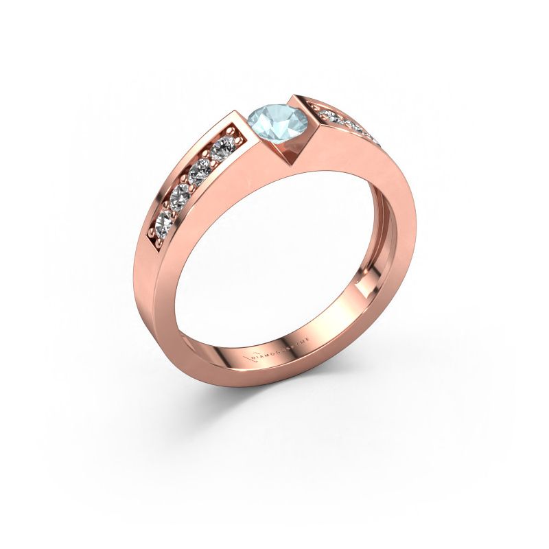 Verlobungsring Lizzy 2 585 Roségold Aquamarin 4.2 mm