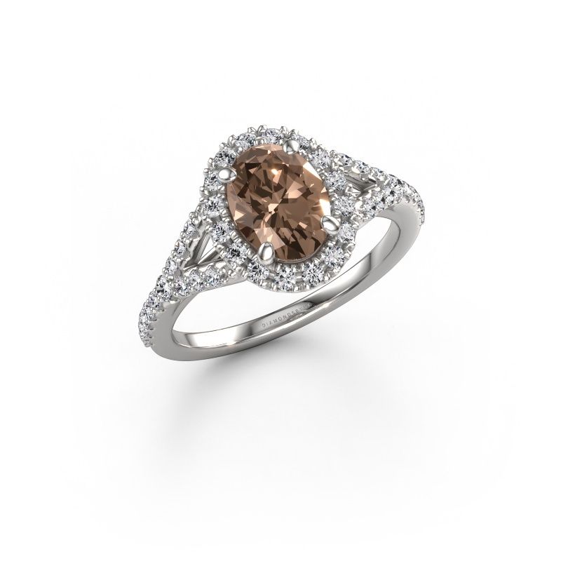 Engagement ring Kimber OVL 585 white gold brown diamond 1.562 crt