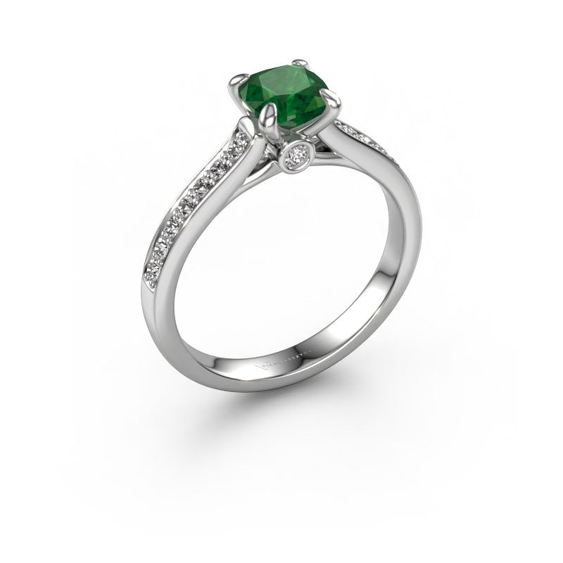 Anillo de compromiso Valorie cus 2 585 oro blanco esmeralda 5.5 mm