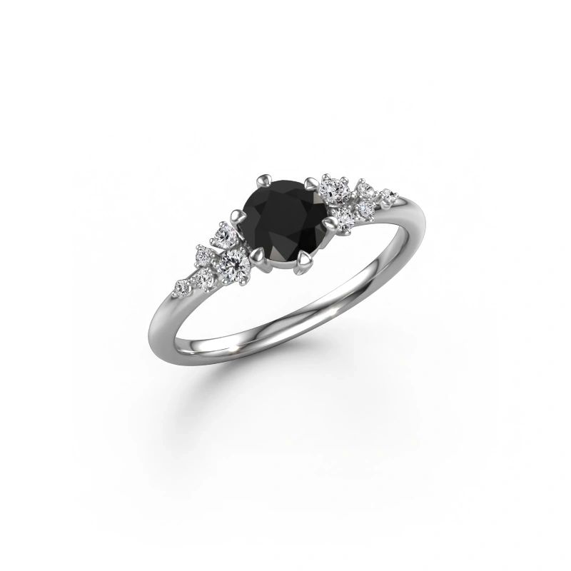 Ring Royce RND 585 witgoud zwarte diamant 0.913 crt