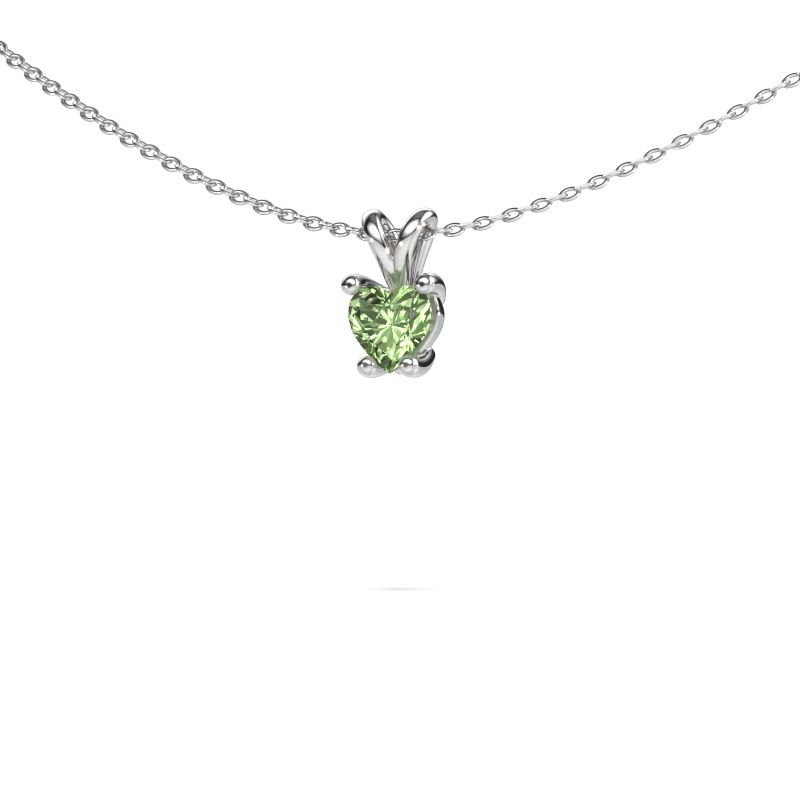 Pendant Sam Heart 585 white gold green lab grown diamond 5 mm