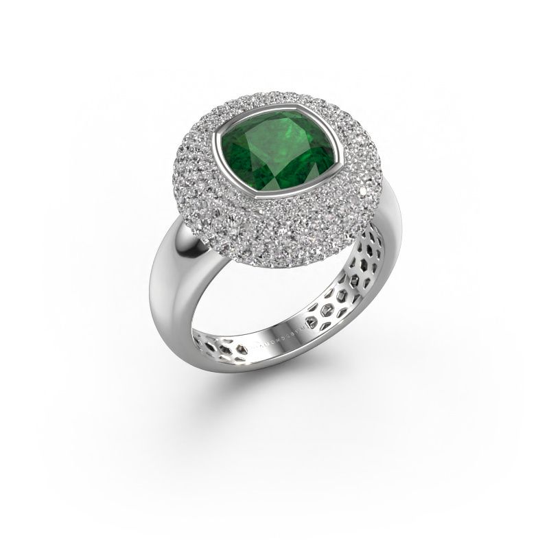 Bague Keshia 950 platine emeraude 8 mm