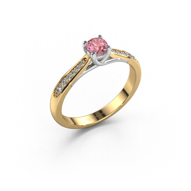 Engagement ring Mia 2 585 gold pink lab grown diamond 5 mm