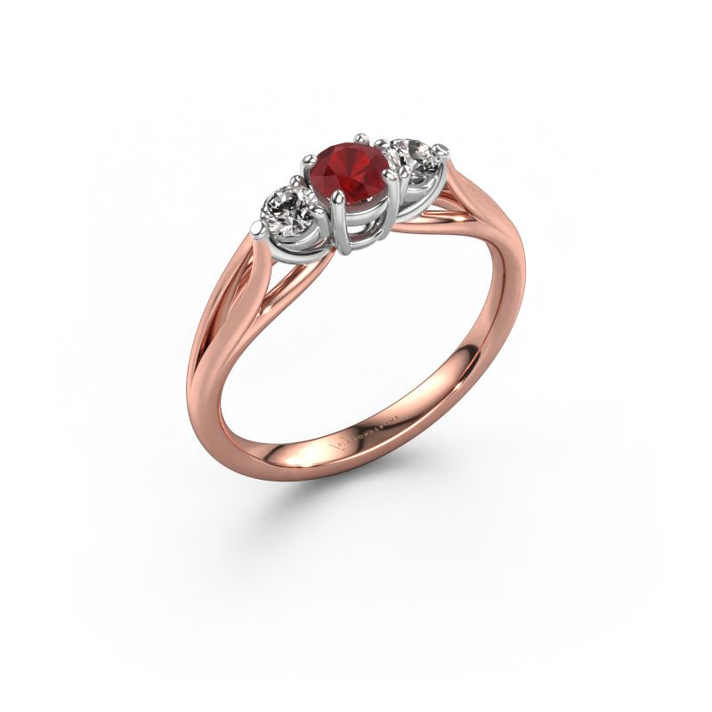 Engagement ring Amie RND 585 rose gold ruby 4.2 mm