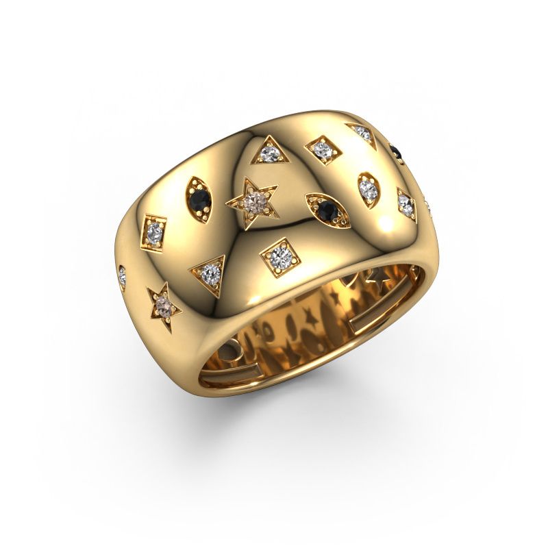 Ring Sasha 2 585 gull svart diamant 0.188 crt