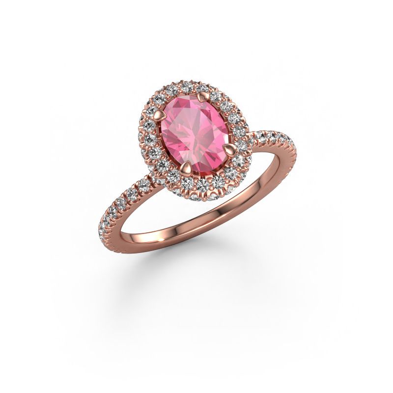 Engagement ring Talitha OVL 585 rose gold pink sapphire 7x5 mm