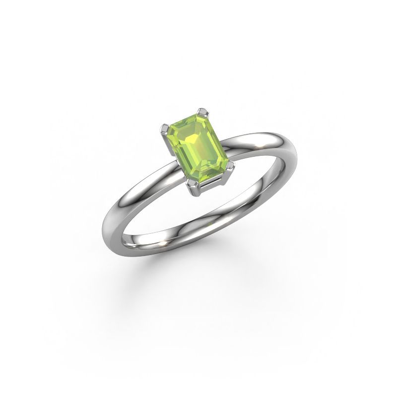 Engagement ring Denita 1 EME 585 white gold peridot 6x4 mm