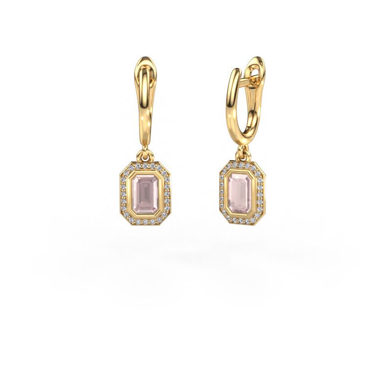 Drop earrings Noud EME 585 gold morganite champagne 6x4 mm
