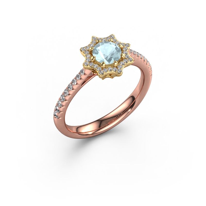 Bague de fiançailles Zena 585 or rose aigue-marine 5 mm