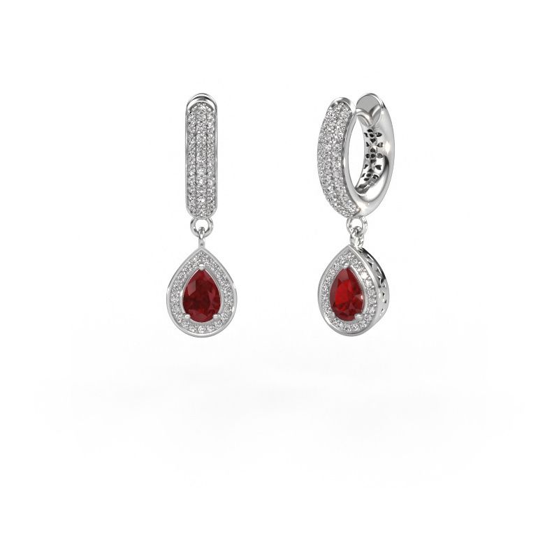 Pendants d'oreilles Barbar 2 585 or blanc rubis 6x4 mm