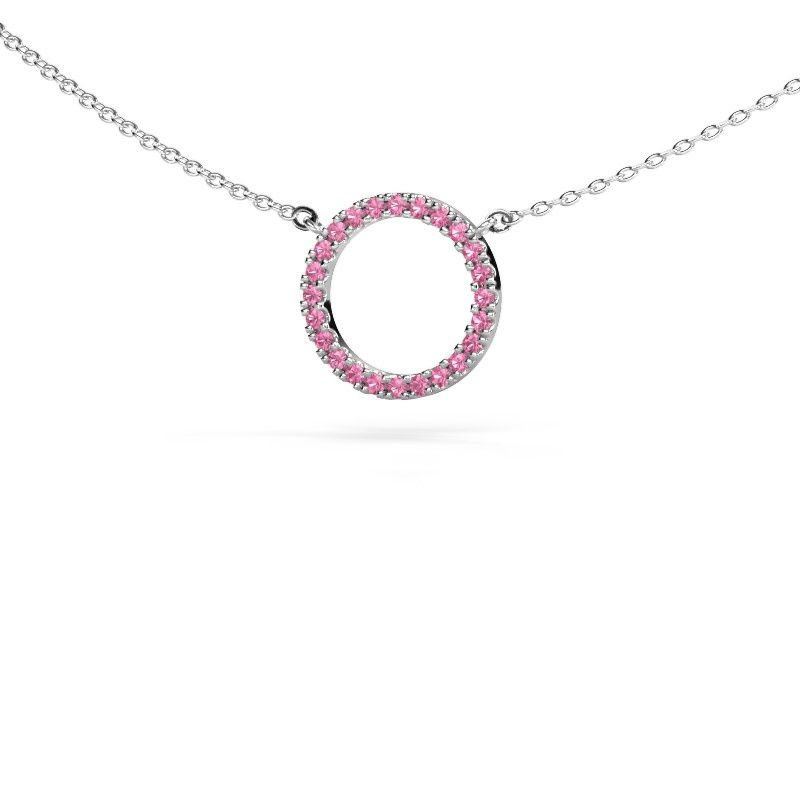 Anhänger Circle 585 Weißgold Pink Saphir 1.2 mm