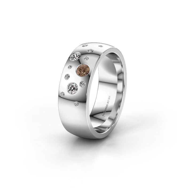 Afbeelding van Trouwring WH0141L26BP 585 witgoud bruine diamant ±7x2 mm