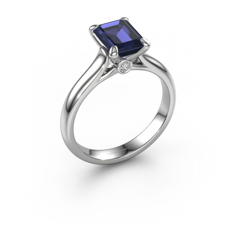 Engagement ring Valorie eme 1 950 platinum sapphire 9x7 mm