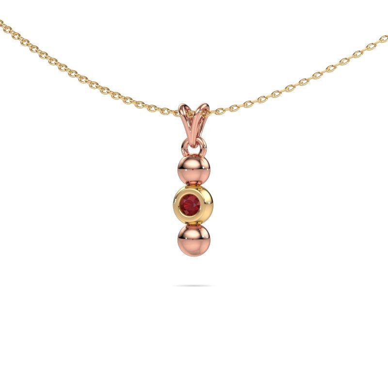 Image of Necklace Lily 585 rose gold ruby 2 mm