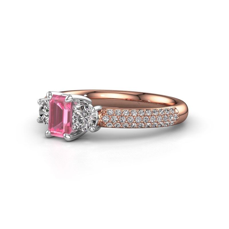 Image of Engagement Ring Marielle Eme<br/>585 rose gold<br/>Pink sapphire 6x4 mm