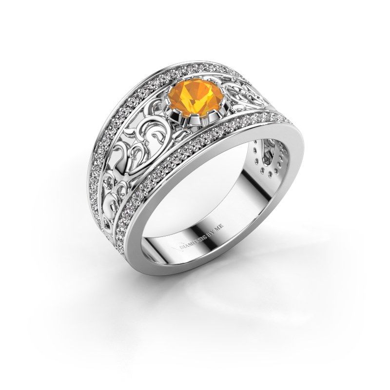 Image de Bague Marilee<br/>585 or blanc<br/>Citrine 5 mm