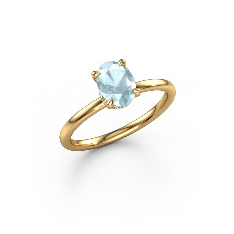 Engagement ring Crystal OVL 3 585 gold aquamarine 7,5x5,5 mm