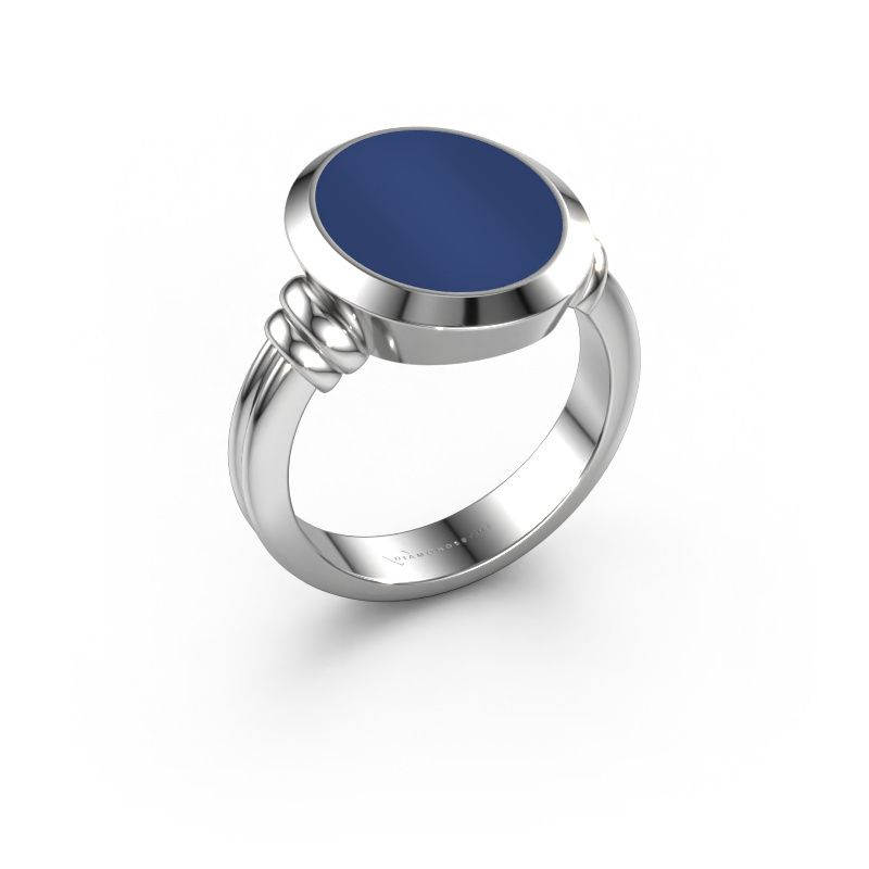 Signet ring Jake 3 585 white gold lapis 15x12 mm
