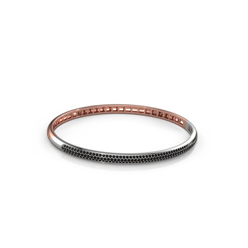 Slavenarmband Emely 4mm 585 rosé goud zwarte diamant 1.409 crt