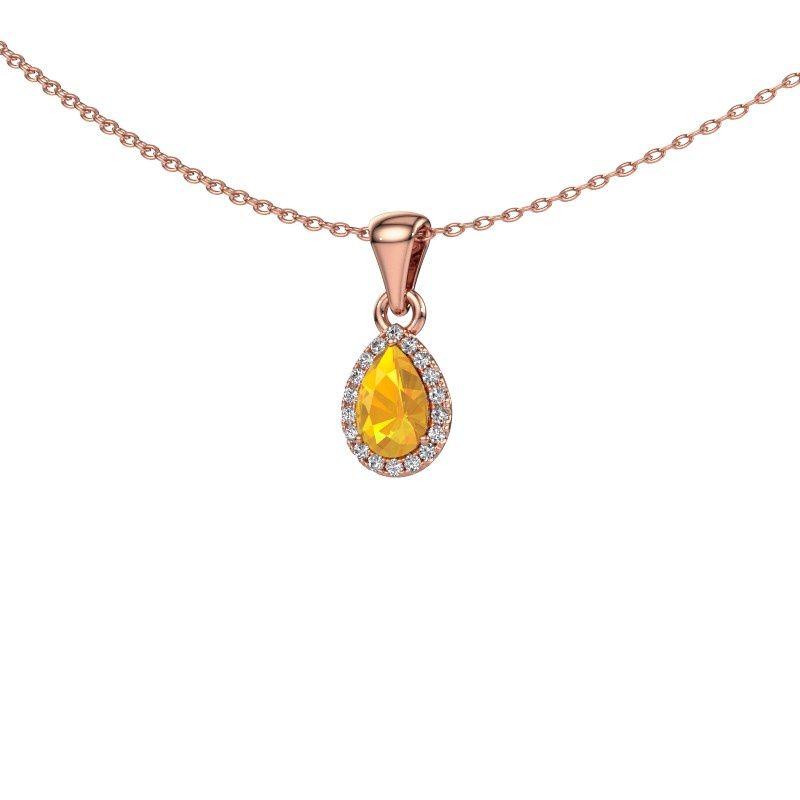 Pendentif Seline per 585 or rose citrine 6x4 mm