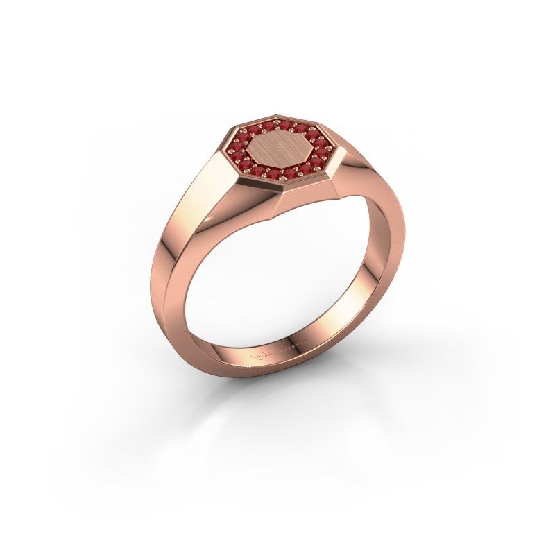 Image of Pinky ring floris octa 1<br/>585 rose gold<br/>Ruby 1.2 mm