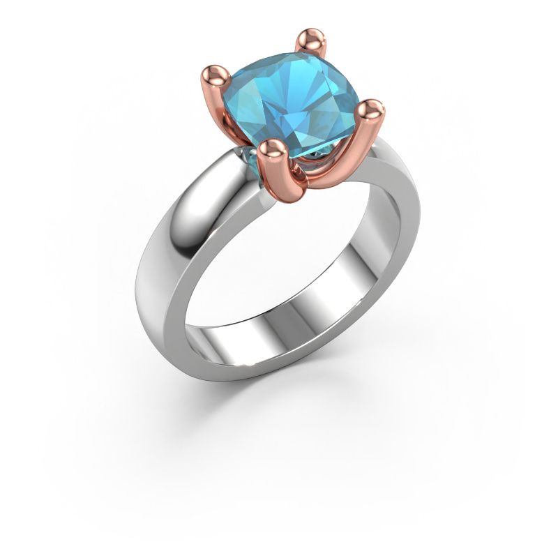 Bague Clelia CUS 585 or blanc topaze bleue 8 mm
