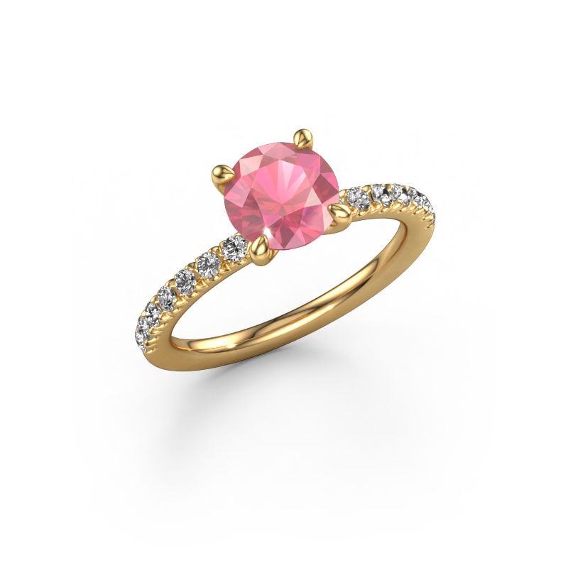 Engagement ring Crystal RND 2 585 gold tourmaline pink 7 mm