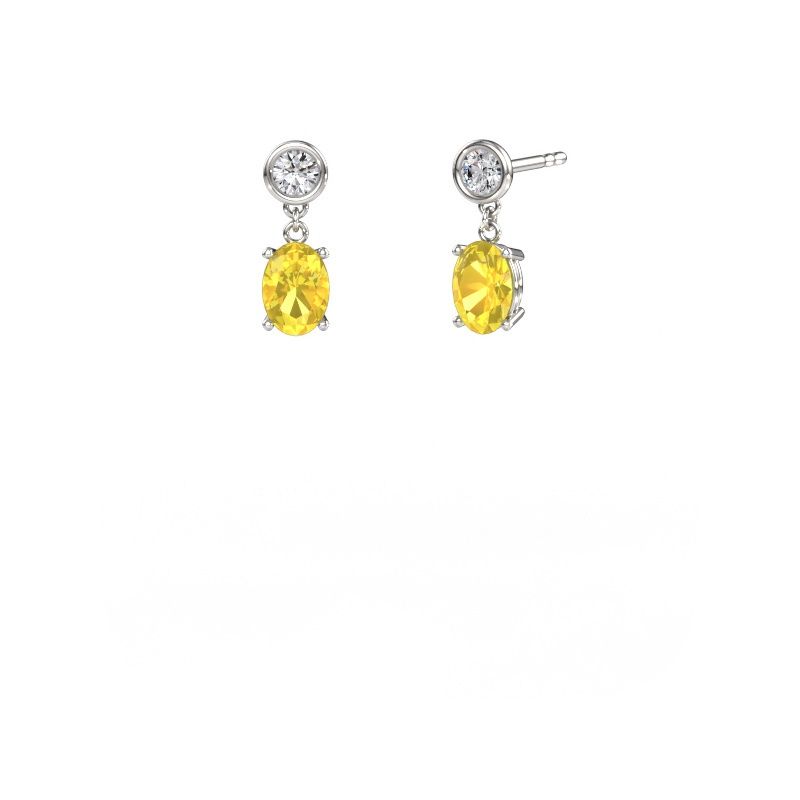 Pendants d'oreilles Lacey OVL 950 platine saphir jaune 7x5 mm