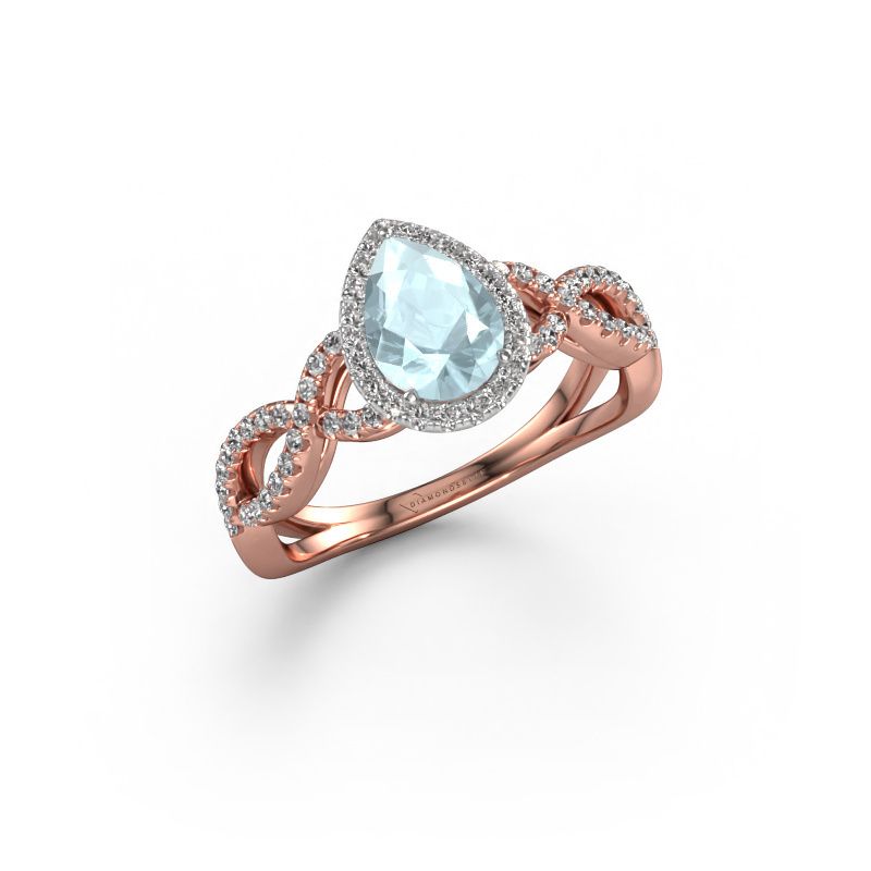 Verlobungsring Dionne pear 585 Roségold Aquamarin 7x5 mm