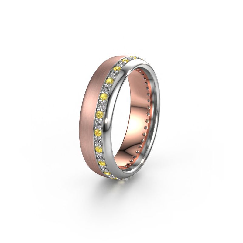 Wedding ring WH0303L36BMP 585 rose gold yellow sapphire ±6x2 mm