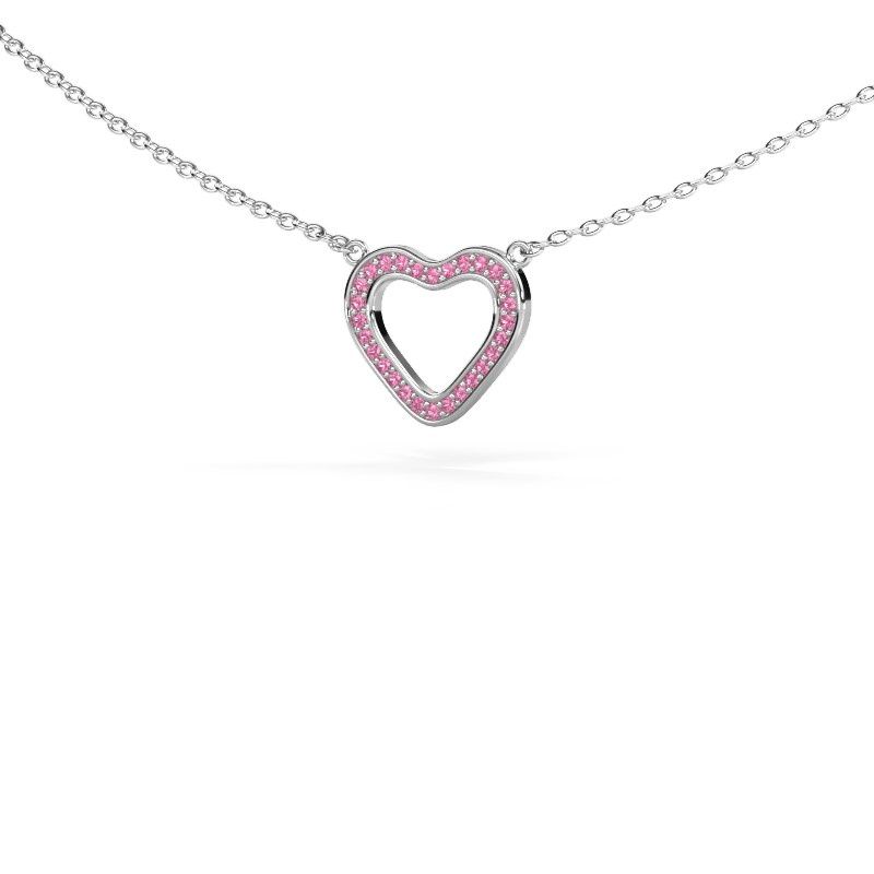 Anhänger Heart 3 585 Weißgold Pink Saphir 0.8 mm